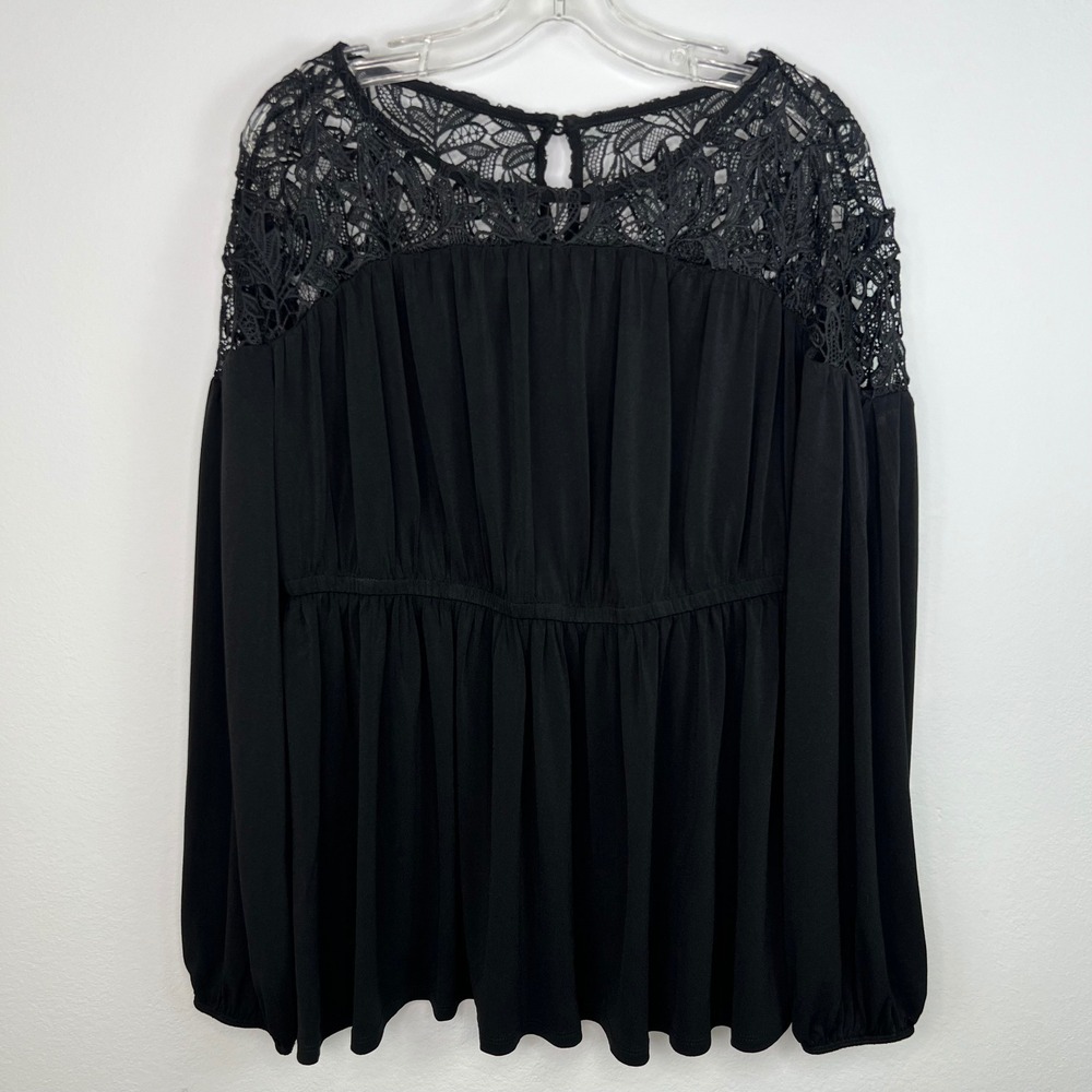 Torrid Women's Top Lace Blouse Plus Size 00 Large NWT Black Babydoll Tunic Goth
